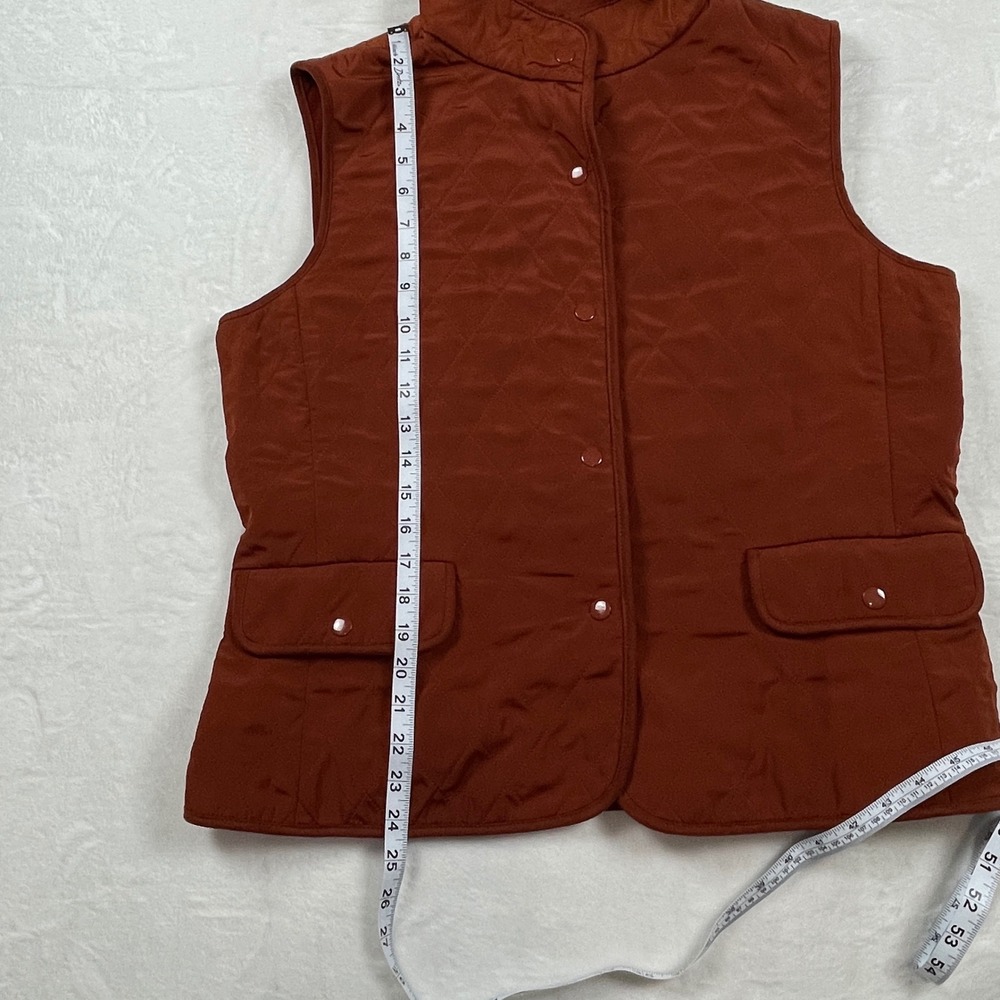 Talbots Womens Quilted Vest Burnt Orange Snap Front Equestrian Rust Large L - Picture 6 of 8